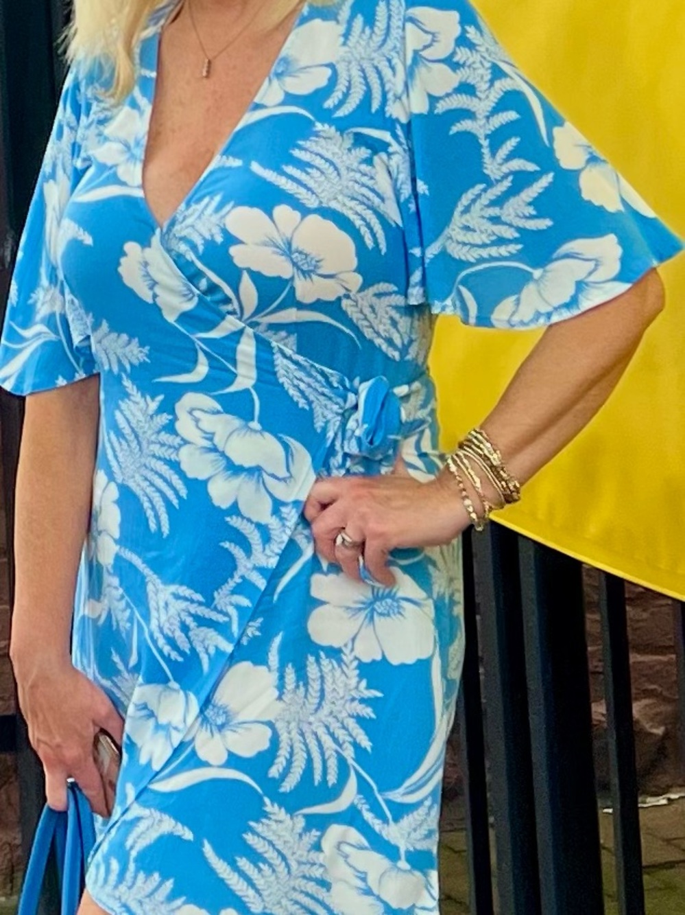 Billabong Blue & White Floral Wrap Dress